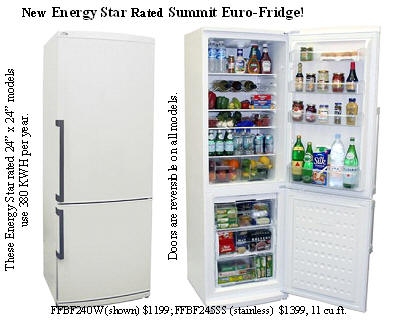 Summit Euro-fridge: slim european energy star rated, energy efficient refrigerators